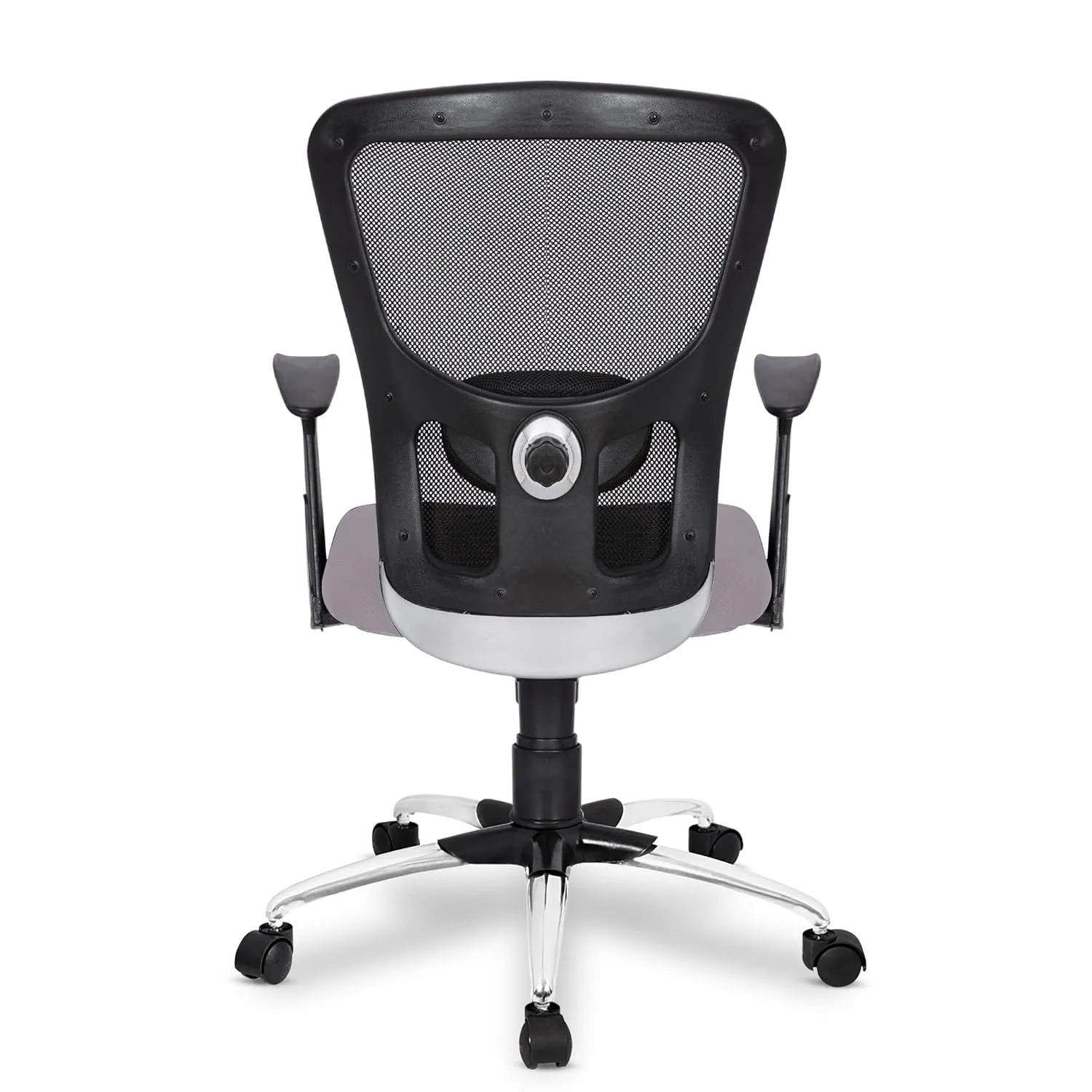 Kuber Industries Ergonomic Office Chairs for Work from Home | Comes with Manual Height Adjustable, Armrest & Adjustable 2D Lumbar Support | Comfy Study Chair for Students with Wheels | Black